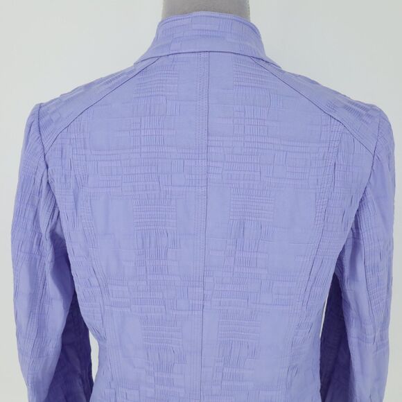 Chicos Jacket 0 Womens 4 Small Lavender Open Front Stretch Cotton Pockets Career - Picture 10 of 13